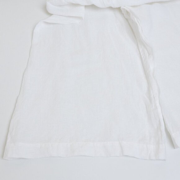 Eskandar Linen Cropped Pants White Wide Leg Elastic Waist Lagenlook Size 1 - Picture 6 of 10